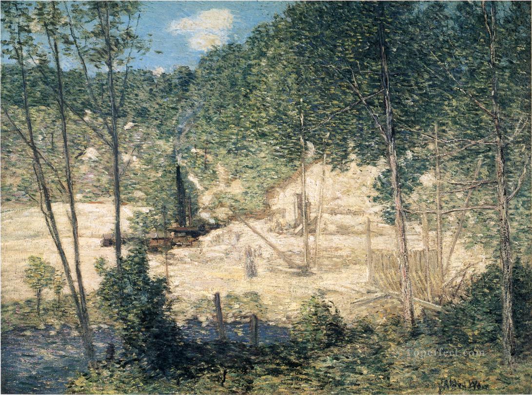 The Building of the Dam impressionist landscape Julian Alden Weir Oil Paintings